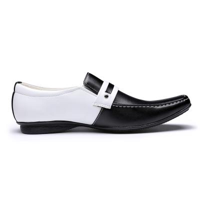 chaussures de travail en cuir authentique noir et blanc