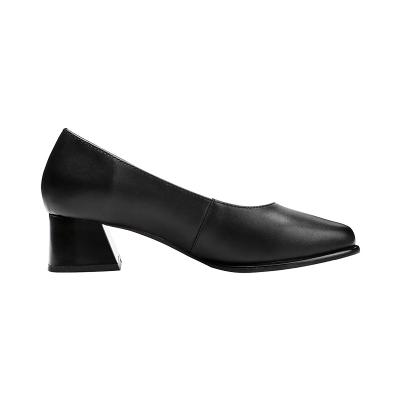 Chaussures à talons hauts en cuir véritable noir pour femme, style policier